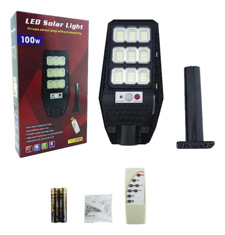 FOCO SOLAR BRAZO PVC 108 LED CON 9 PLACAS Y CONTROL - 4