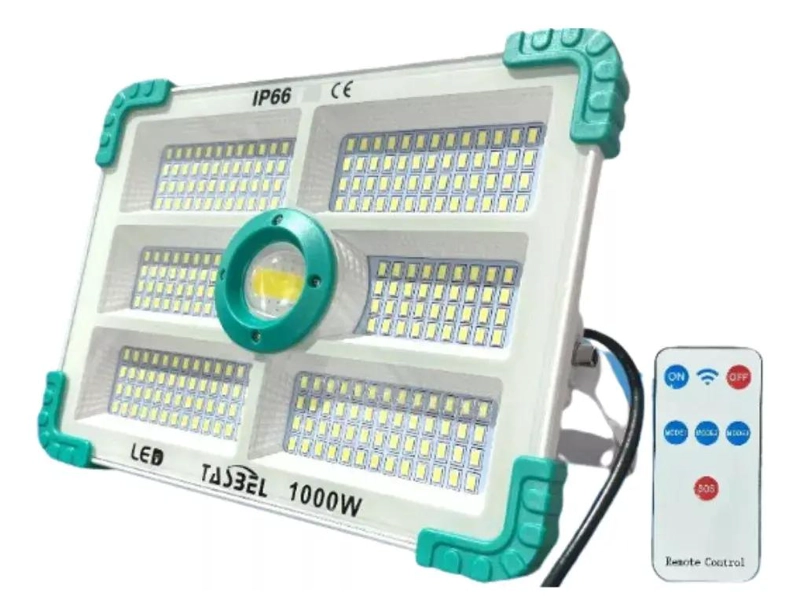 FOCO REFLECTOR SOLAR PORTATIL 1000W CON CONTROL Y PANEL - 2