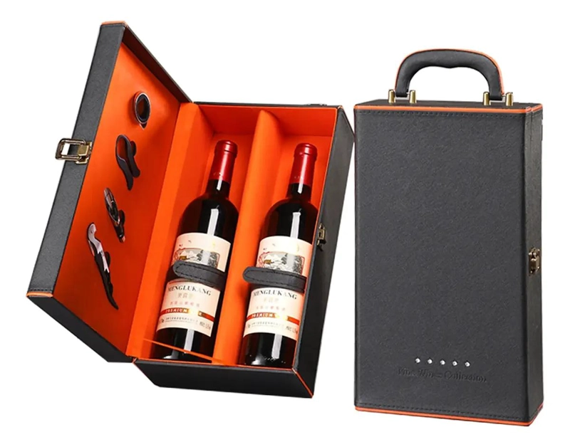 MALETA DE CUERO PARA VINOS CON ACCESORIOS - 1
