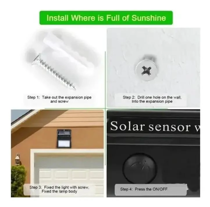 PACK 10 FOCOS LED SOLARES 30 LEDS CON SENSOR DE MOVILIDAD - 4