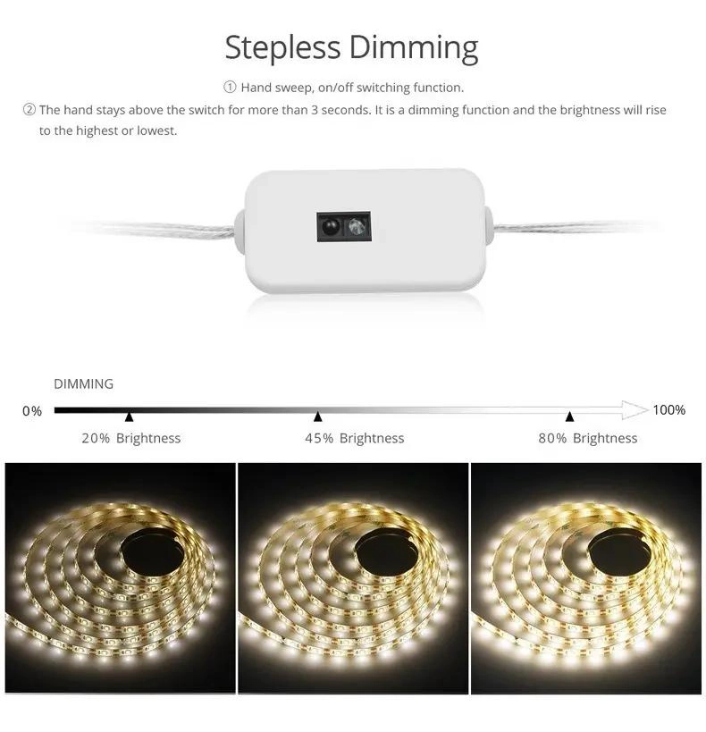TIRA DE LUZ LED BLANCA 2M CON SENSOR PARA COCINA Y BAÑO - 5