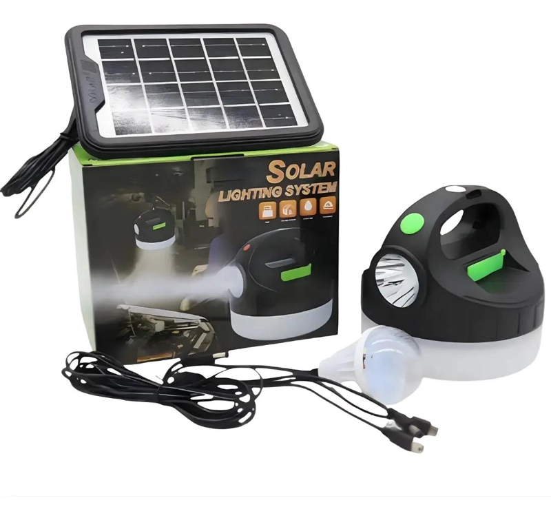 KIT SOLAR CON LUZ LED Y AMPOLLETA PARA CORRIENTE - 1