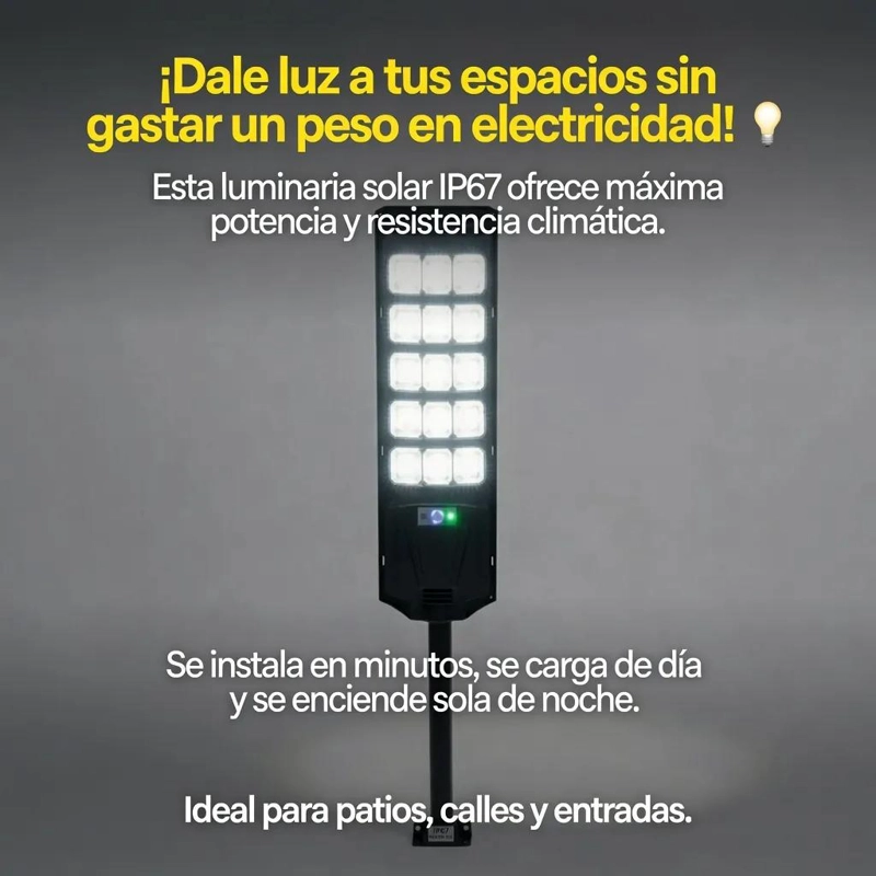 REFLECTOR LED SOLAR 1200W CON SENSOR DE MOVIMIENTO - 5