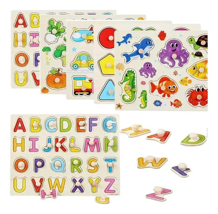 SET 3 PUZZLES DE ENCAJE EN MADERA PARA MOTRICIDAD Y LOGIC - 5