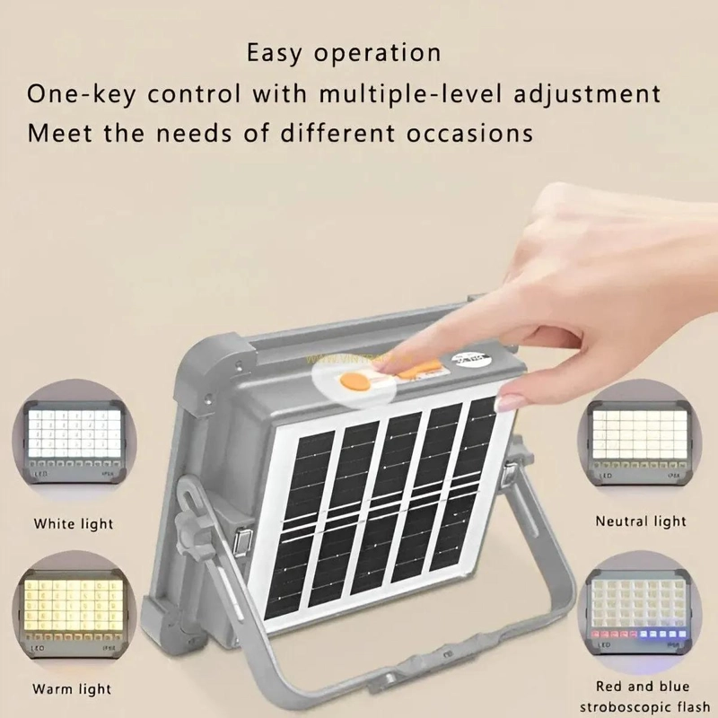 FOCO LED SOLAR PORTATIL EMERGENCIA RGB 2000W - 5