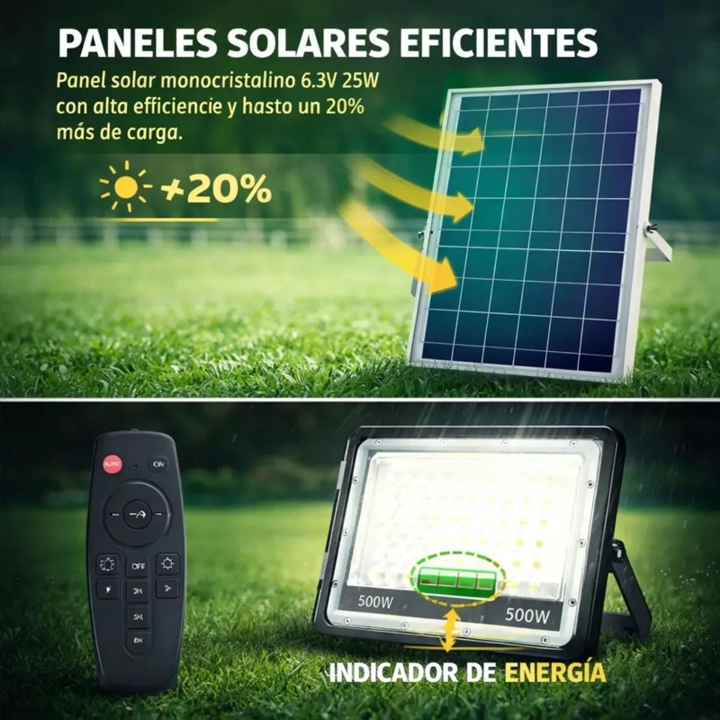 PROYECTOR LED SOLAR 500W CON SENSOR Y PANEL IP66 - 4