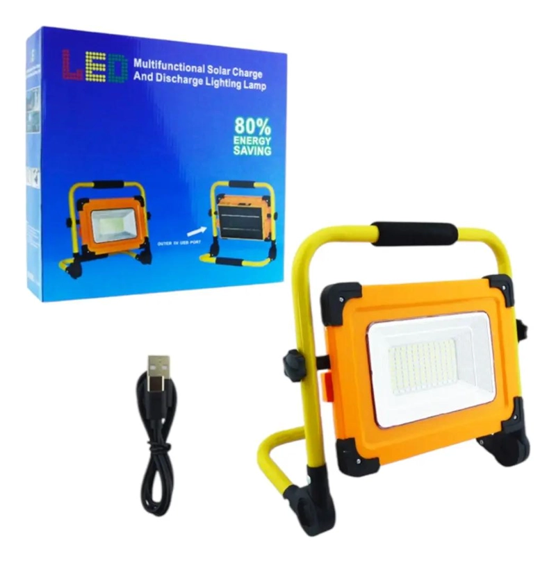 PROYECTOR SOLAR PORTATIL 120 LED RECARGABLE CON SOPORTE - 4