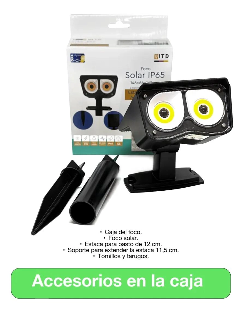 FOCO ESTACA SOLAR LED 3W 200LM IP65 4000K - 3