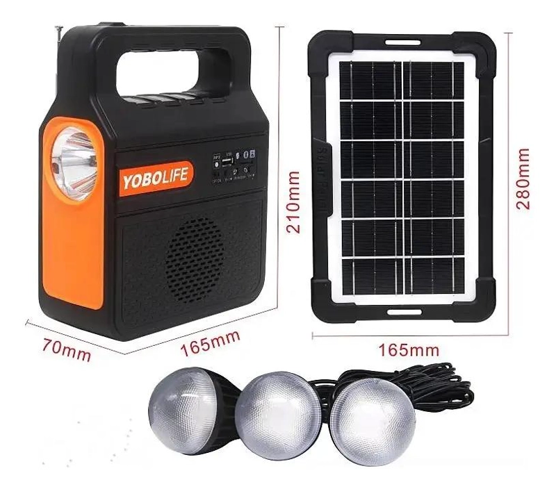 KIT DE EMERGENCIA SOLAR CON RADIO, LINTERNA Y FOCO - 3