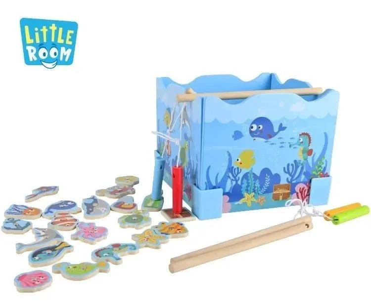 JUEGO DE PESCA MAGNE TICO DE MADERA PARA NIÑOS - 3