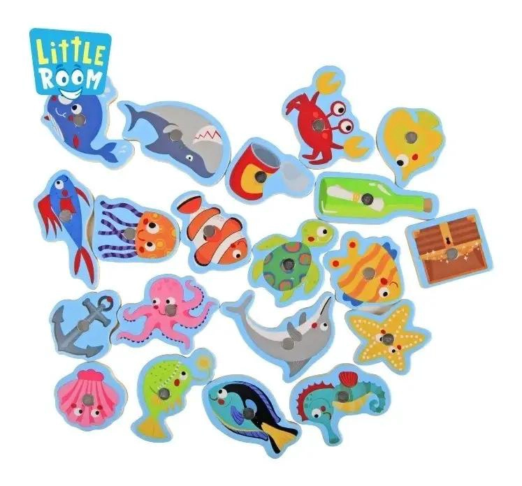 JUEGO DE PESCA MAGNE TICO DE MADERA PARA NIÑOS - 5