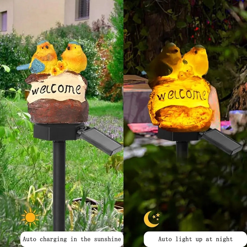 LAMPARA SOLAR DE JARDIN CON ESTACA Y DISEÑO DE PAJARITOS - 2