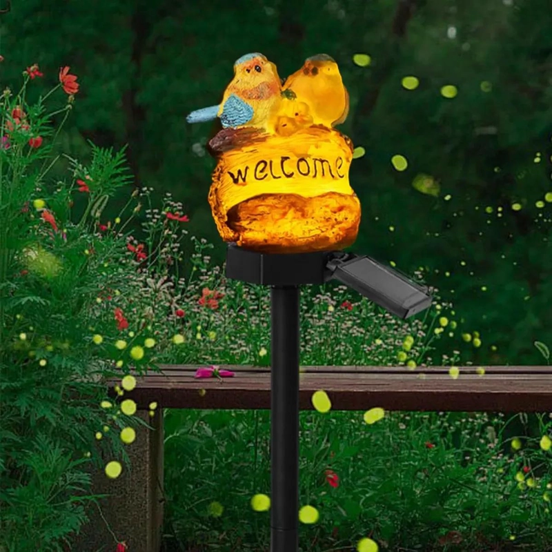 LAMPARA SOLAR DE JARDIN CON ESTACA Y DISEÑO DE PAJARITOS - 3