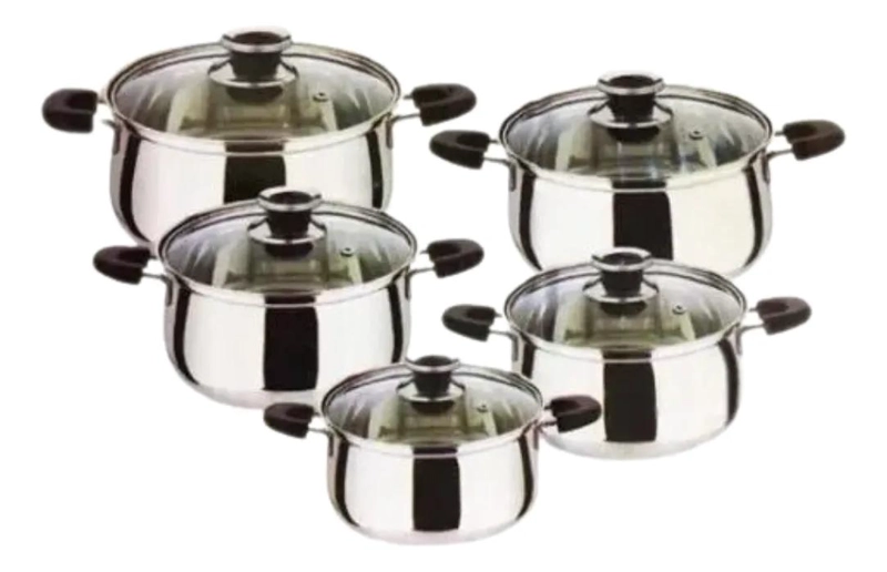 JUEGO DE OLLAS CON TAPA DE VIDRIO 10 PIEZAS RESISTENTES - 2