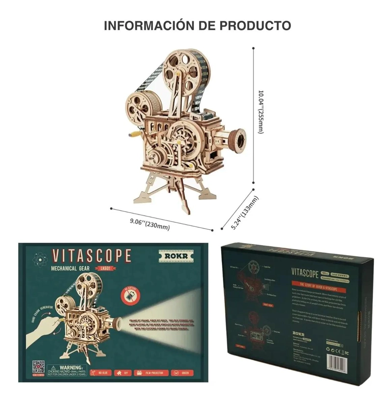 PUZZLE 3D DE MADERA PROYECTOR MECANICO - 3