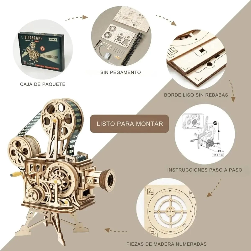 PUZZLE 3D DE MADERA PROYECTOR MECANICO - 5