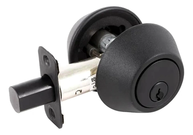 CERROJO AUXILIAR DOBLE NEGRO PARA SEGURIDAD - 1