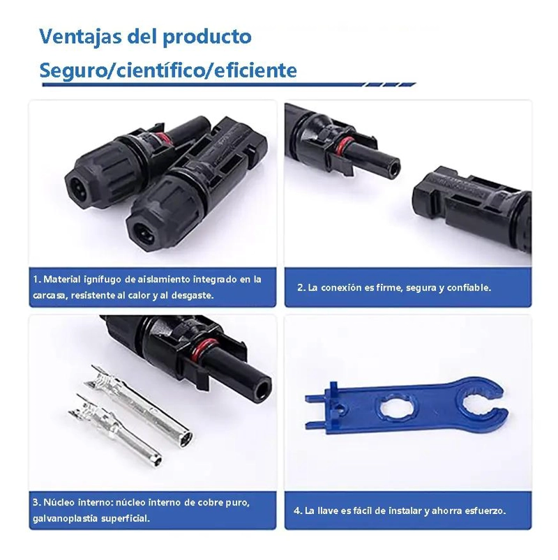 CONECTOR MC4 MACHO Y HEMBRA PARA PANEL SOLAR 40 PARES - 3