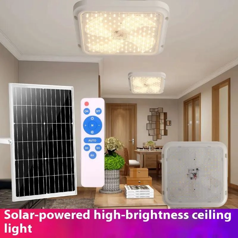 LAMPARA DE TECHO SOLAR LED 100W CON CONTROL Y PANEL - 2