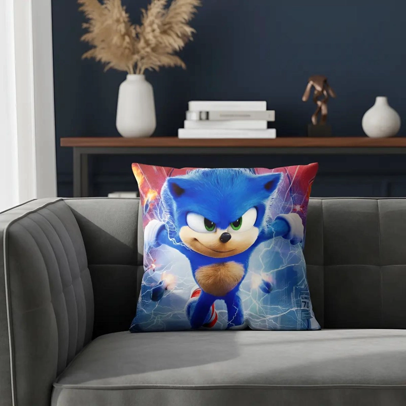 FUNDA DE FELPA PARA COJIN 45X45 CM CON DISEÑO SONIC - 1