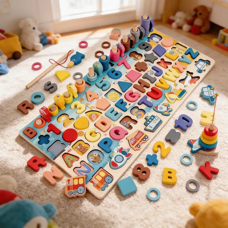 TABLERO EDUCATIVO MONTESSORI DE MADERA PARA NIÑOS - 1