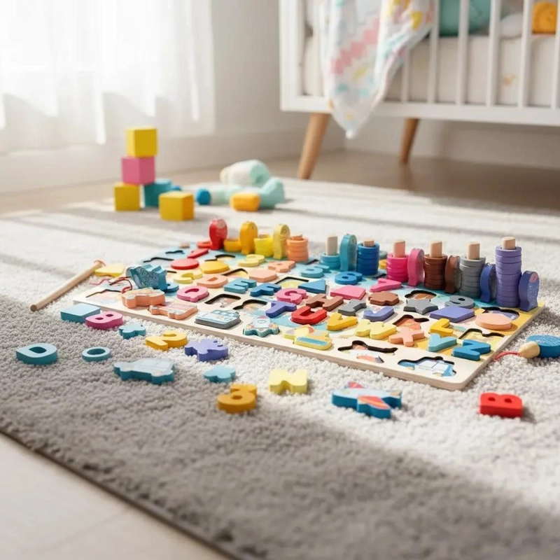 TABLERO EDUCATIVO MONTESSORI DE MADERA PARA NIÑOS - 4