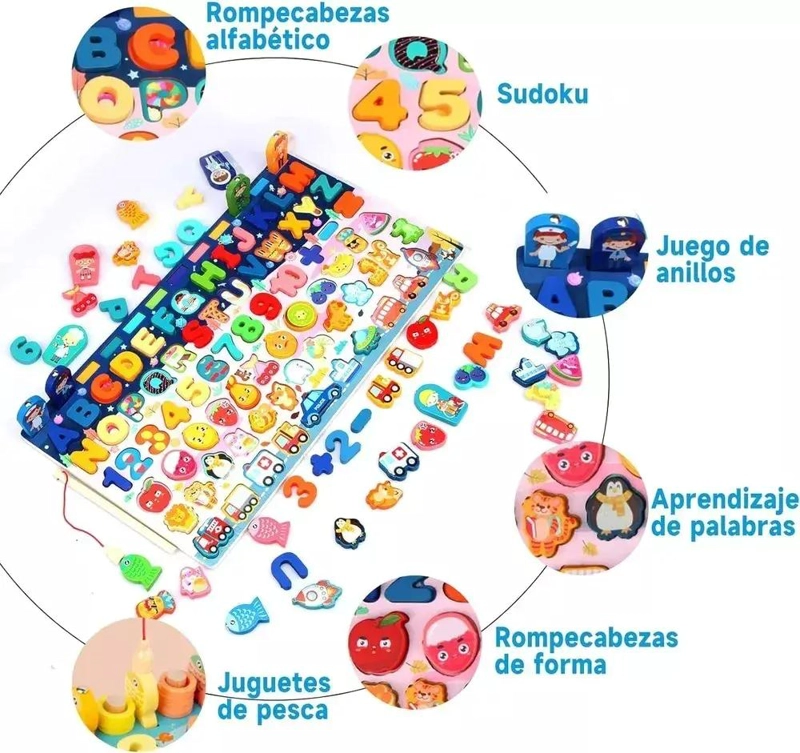 TABLERO EDUCATIVO MONTESSORI DE MADERA PARA NIÑOS - 5