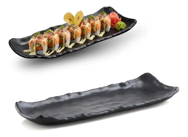 SET 6 PLATOS RECTANGULARES PARA SUSHI 30X12 CM - 1