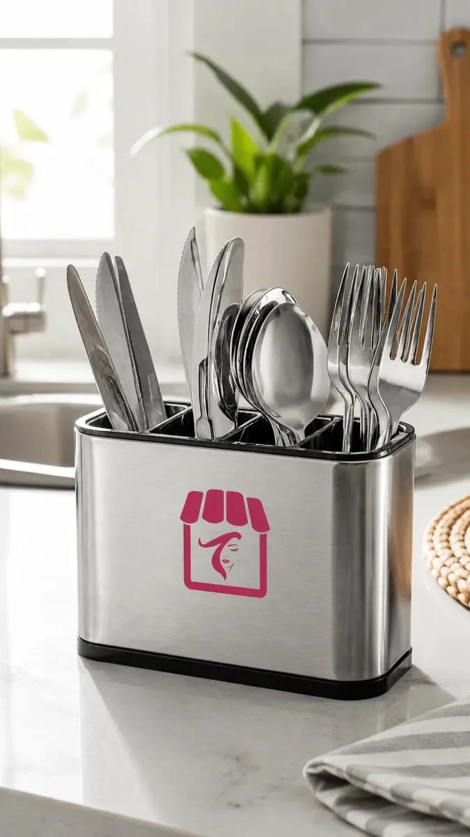 PORTA CUBIERTOS DE ACERO INOXIDABLE PARA COCINA - 4