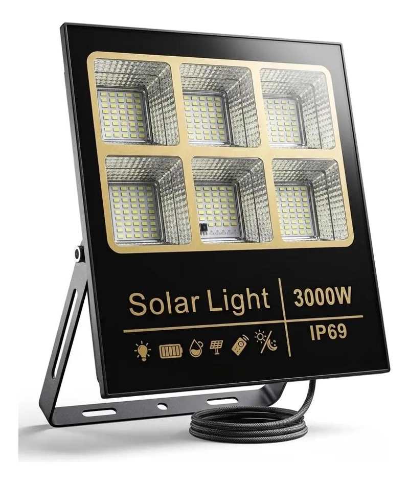 FOCO SOLAR LED 3000W IP69 SUPER POTENTE CON 6 LEDS - 1
