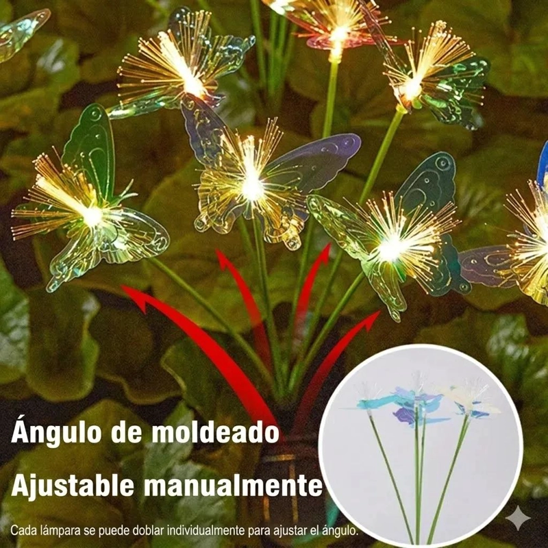 PACK 2 ESTACAS SOLARES MARIPOSA 6 LED LUZ CALIDA - 4
