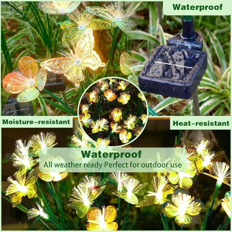 PACK 2 ESTACAS SOLARES MARIPOSA 6 LED LUZ CALIDA - 5
