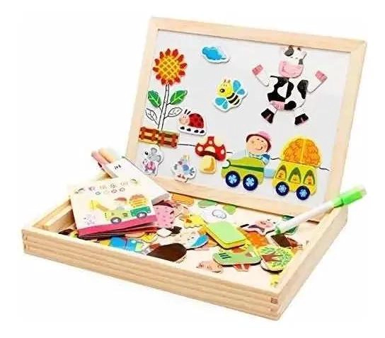 PIZARRA MAGNE TICA ROMPECABEZAS DE MADERA MONTESSORI - 1