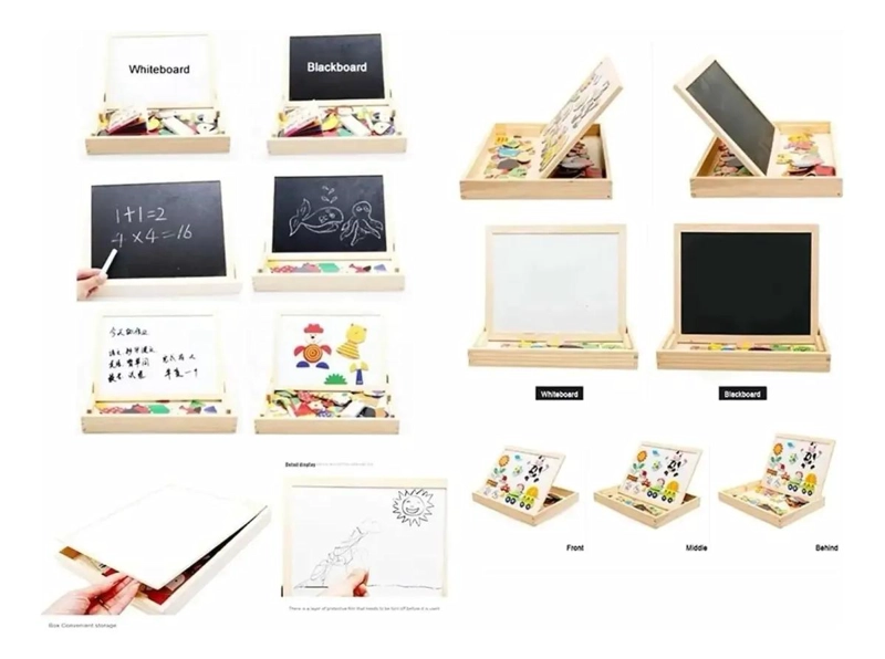 PIZARRA MAGNE TICA ROMPECABEZAS DE MADERA MONTESSORI - 4