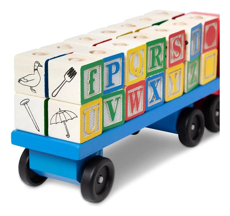 CAMION DE MADERA CON BLOQUES DE CONSTRUCCION Y LETRAS - 4