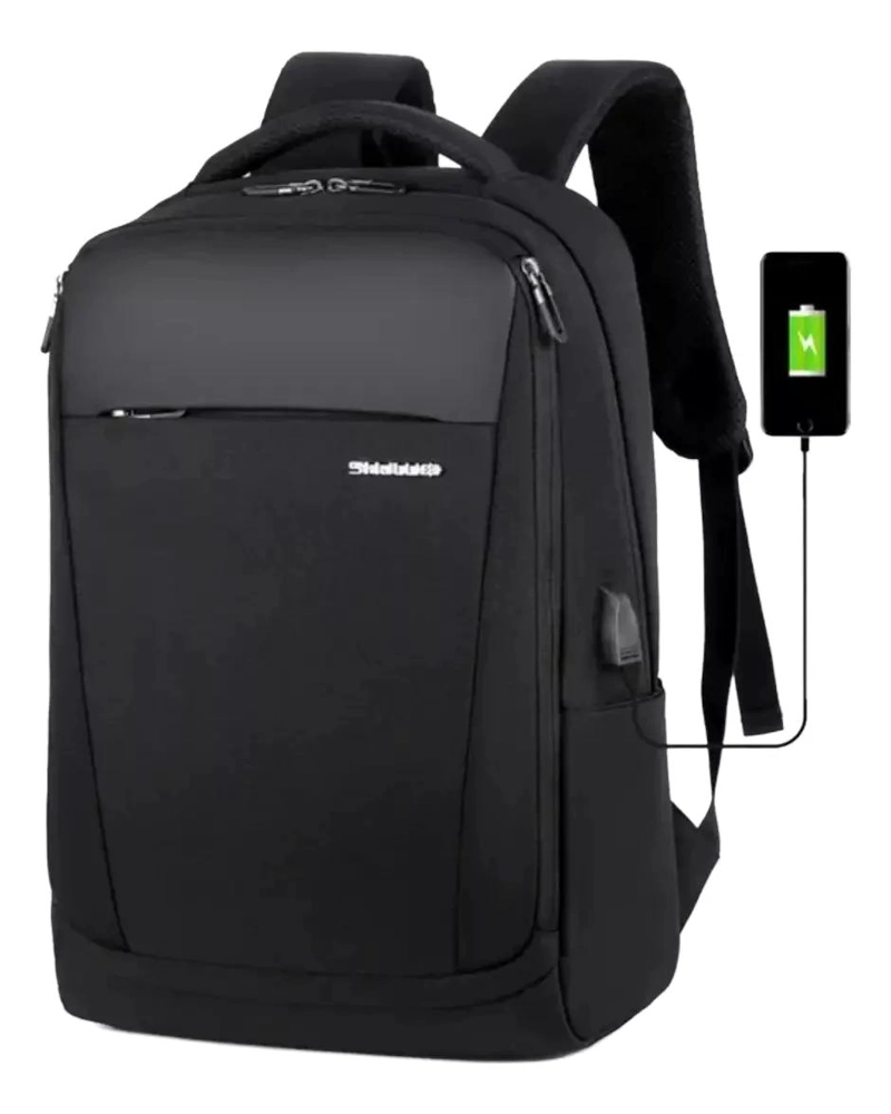 MOCHILA ESCOLAR CON PUERTO USB Y COMPARTIMENTO PARA PORTA - 1