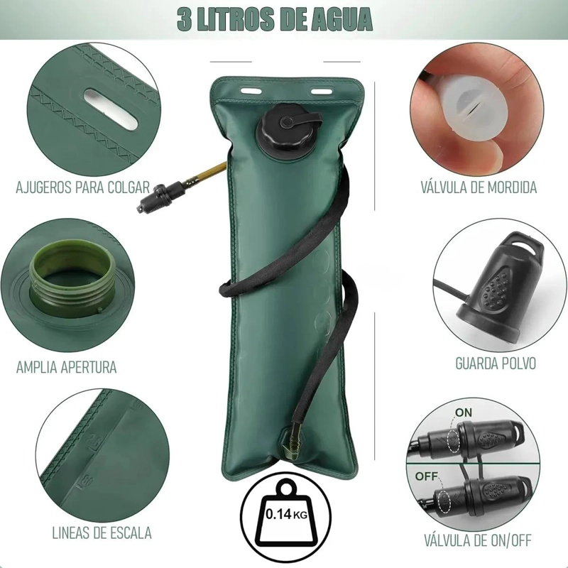 MOCHILA HIDRATANTE PARA AGUA 3L CON SISTEMA CAMELBACK - 5
