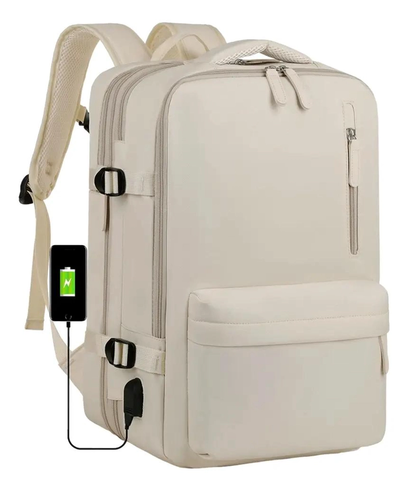 MOCHILA DE VIAJE IMPERMEABLE CON PUERTO USB Y COMPARTIDOR - 1