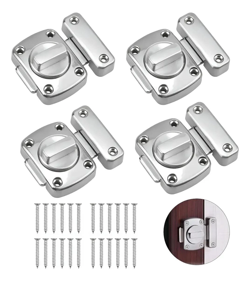 PICAPORTE PASADOR CERROJO PARA PUERTA BAÑO 4 UNIDADES - 1