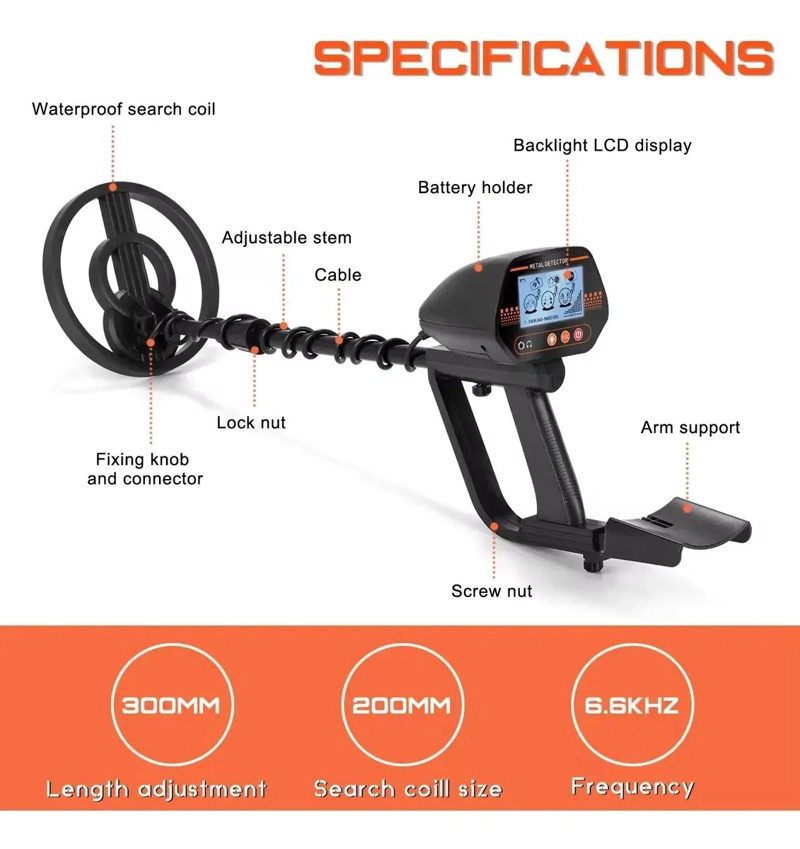 DETECTOR DE METALES AJUSTABLE CON PANTALLA Y AURICULARES - 3
