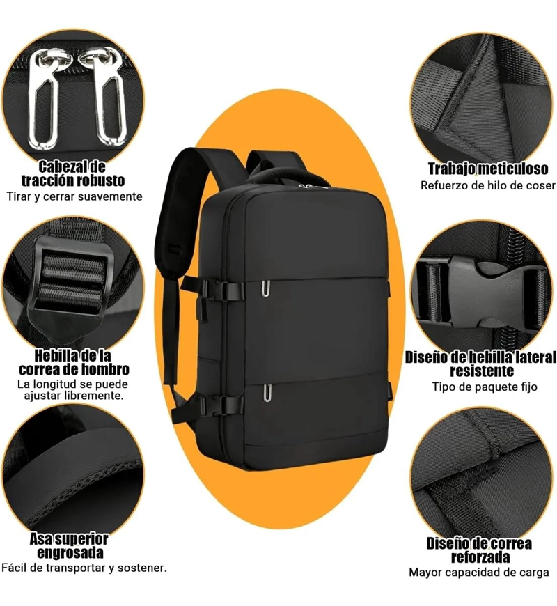 MOCHILA MALETA IMPERMEABLE ANTIRROBO PARA NOTEBOOK 35L - 3