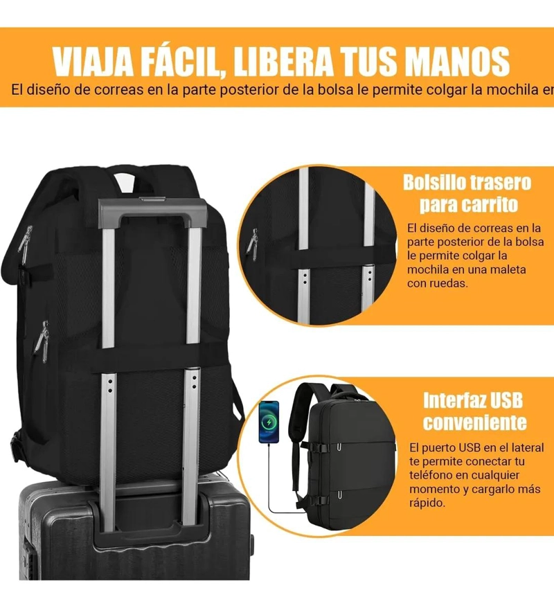 MOCHILA MALETA IMPERMEABLE ANTIRROBO PARA NOTEBOOK 35L - 5
