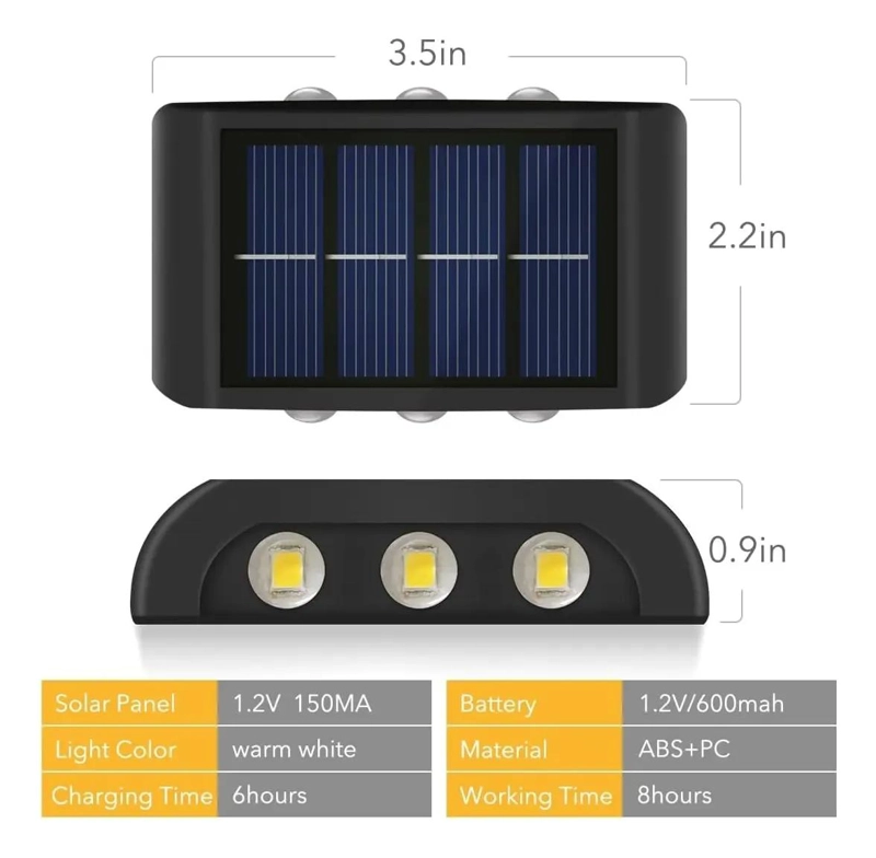 LAMPARA SOLAR LED PARA MURO EXTERIOR PACK 2 - 4