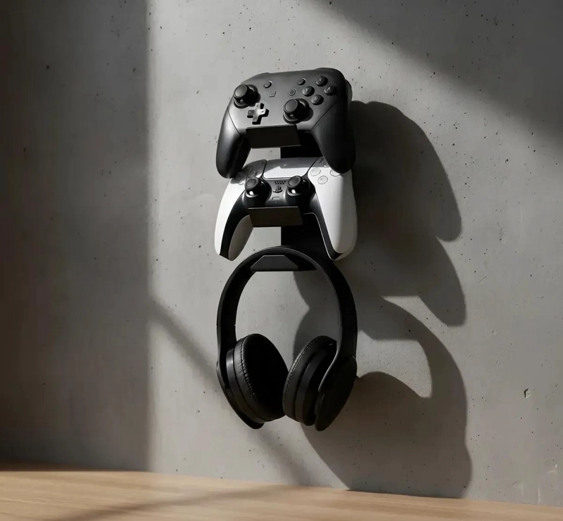 SOPORTE DE PARED DOBLE PARA CONTROLES Y AUDIFONOS - 3