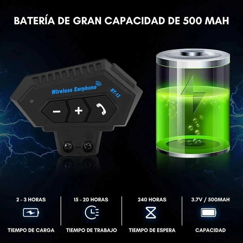 INTERCOMUNICADOR BLUETOOTH MANOS LIBRES PARA CASCO - 4