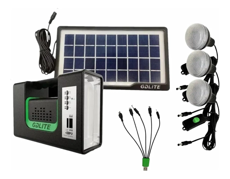KIT SOLAR CON RADIO BLUETOOTH Y 3 FOCOS LED - 1