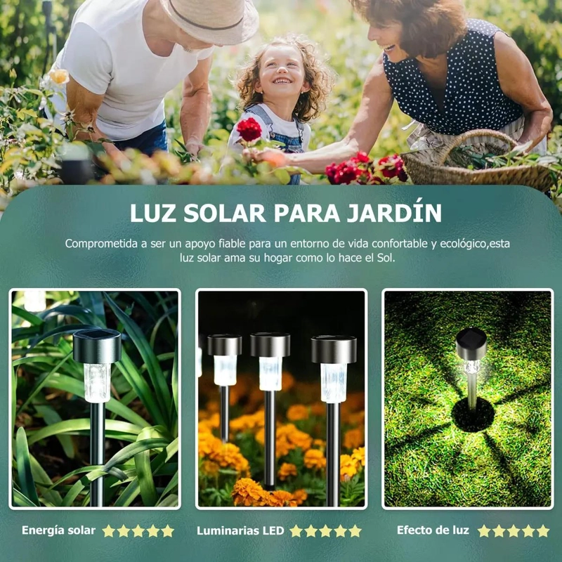 JUEGO 10 LUCES SOLARES PARA JARDIN CON 5 COLORES - 3