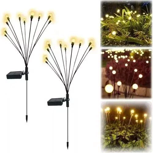 PACK 2 ESTACAS SOLARES CON ESFERAS DE LUZ CALIDA - 1