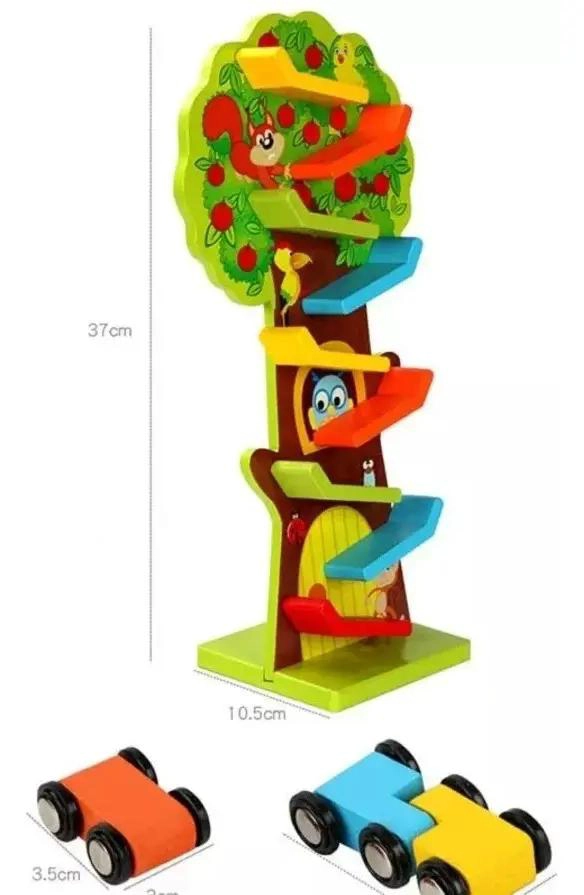 PISTA DE AUTOS DE MADERA CON DISEÑO DE ARBOL PARA NIÑOS - 3