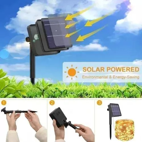 FAROL SOLAR EXTERIOR CON 240 LED Y LUZ PARA CORTINAS 3.76 - 4
